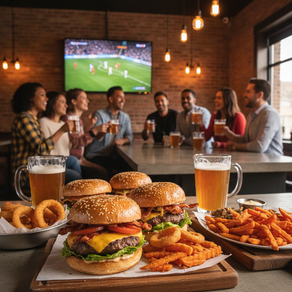 Fútbol, pantalla y burger: así se vive el partido en Monkey Burger City Plaza