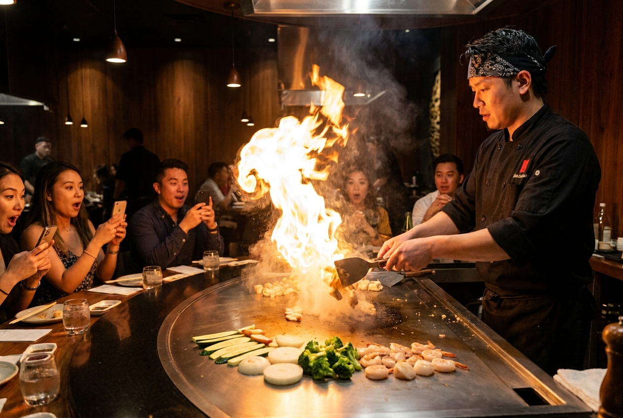 Teppanyaki en Medellín: la experiencia de fuego y sabor en Kampanas